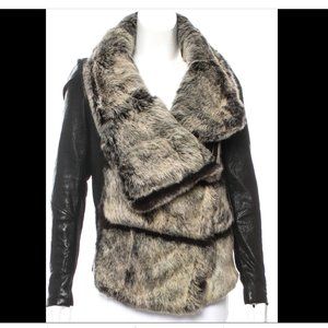 Helmut Lang Flux Fur Coat Tan Black
